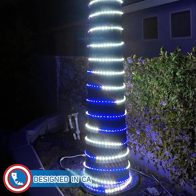 Russell Decor 200FT 2160 LED Rope Lights Indoor Outdoor Lighting for Christmas Snow Theme Decoration for Party Trees Patio Deck Flexible String Lights (White Blue)