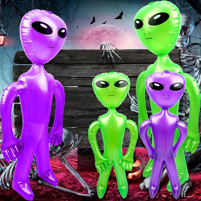 8 Pack Giant Blow Up Alien 67 Inch & 35 Inch Jumbo Inflate Toy for Birthday & Halloween Alien Theme Party - Color Set 1