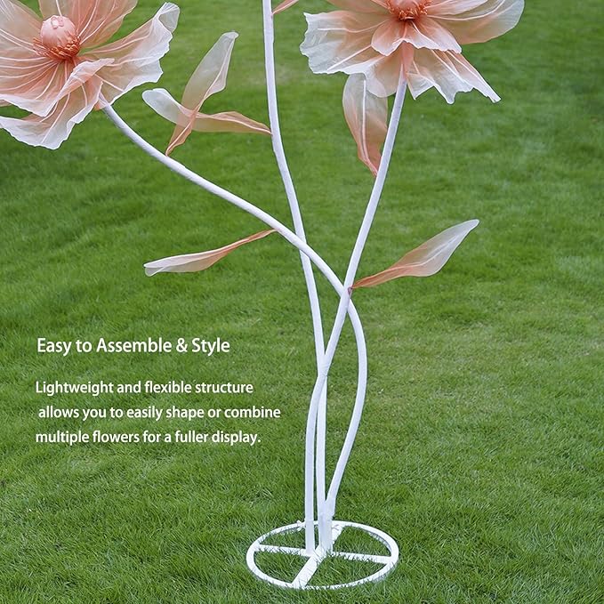 Giant Flowers for Decoration,Artificial Silk Flowers with Stand,Large Fake Floral Decor for Home Garden,Indoor Outdoor Party Birthday Wedding Backdrop (Gradient Champagne)