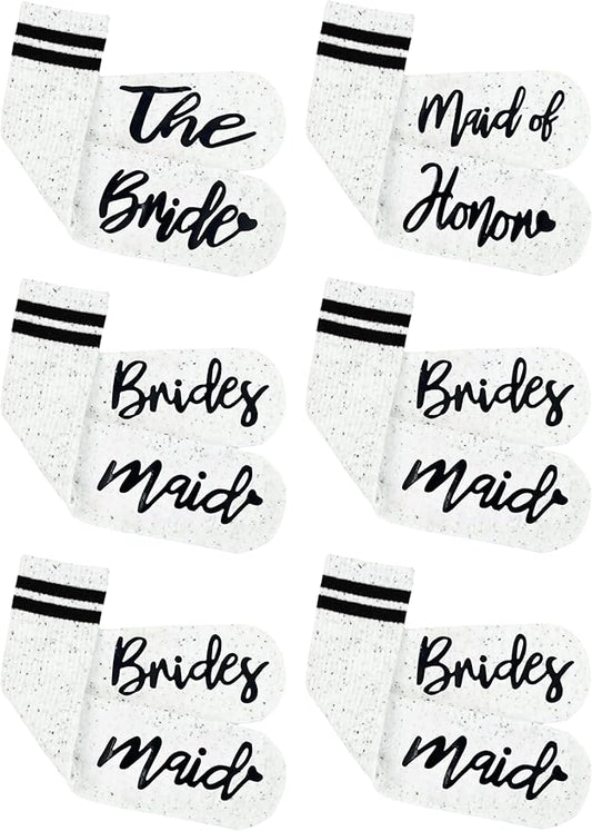 Funky Junque Bride Socks for Bachelorette Party Favors, Bridesmaid Gifts, 100% Cotton Crew Socks, Bridal Shower Accessories