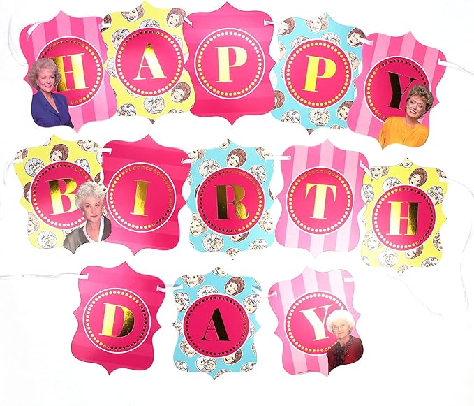 Golden Girls Party Supplies (Standard Pack for 16 Guests) Celebration Decorations, Plates, Napkins, Table Cover and Banner for 40th 50th & 60th Milestone Birthday for Women, or Bridal Shower Decor