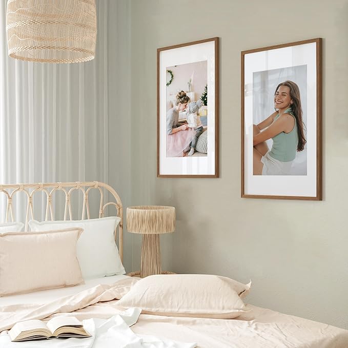 Axeman A1 Picture frame Solid Oak Wood, 23.4 x 33.1 inch Large Picture Frames with Mat 16.5 by 23.4 for Photo, A1 Size Frames Matted to A2 Print, 23.4x33.1 Thin Frame, Tempered Glass, Natural Oak