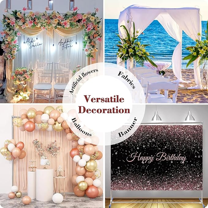 Wedding Arch Backdrop Stand, Heavy Duty 7FT Tall, 4FT Wide Square Rectangular Wedding Arch Frame for Parties Ceremony Birthday Baby Shower Anniversary Stainless Steel Balloon Arch Stand