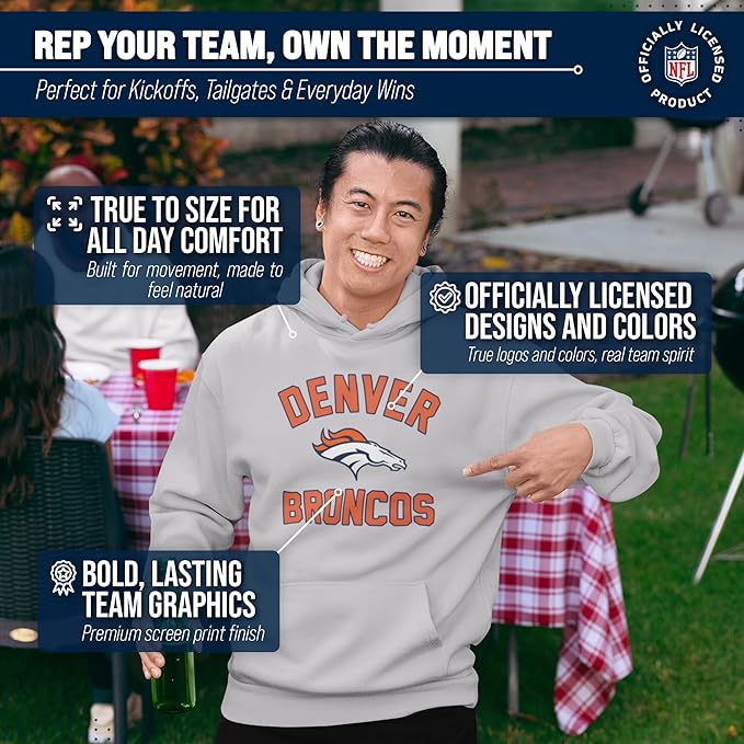 Team Fan Apparel NFL Adult Gameday Hooded Sweatshirt - Poly Fleece Cotton Blend - Stay Warm and Represent Your Team in Style