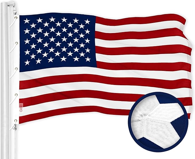 G128 American USA Flag | 12x18 Ft | ToughWeave Series Embroidered 600D Polyester | Country Flag, Embroidered Stars, Sewn Stripes, Indoor/Outdoor, Vibrant Colors, Brass Grommets