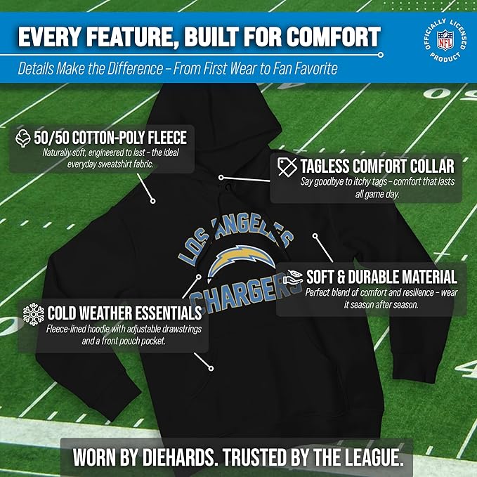 Team Fan Apparel NFL Adult Gameday Hooded Sweatshirt - Poly Fleece Cotton Blend - Stay Warm and Represent Your Team in Style