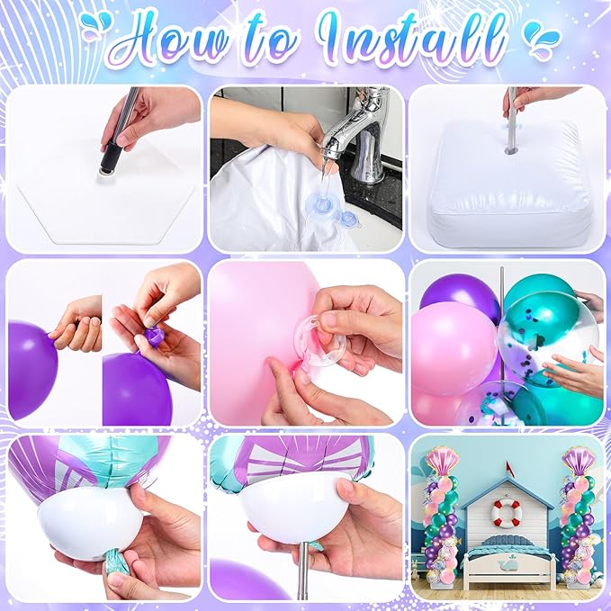 Kasyat 2 Set Mermaid Balloon Column Stand Kit Adjustable Mermaid Balloon arch kit for Wedding Baby Shower Birthday Party decoration Supplies