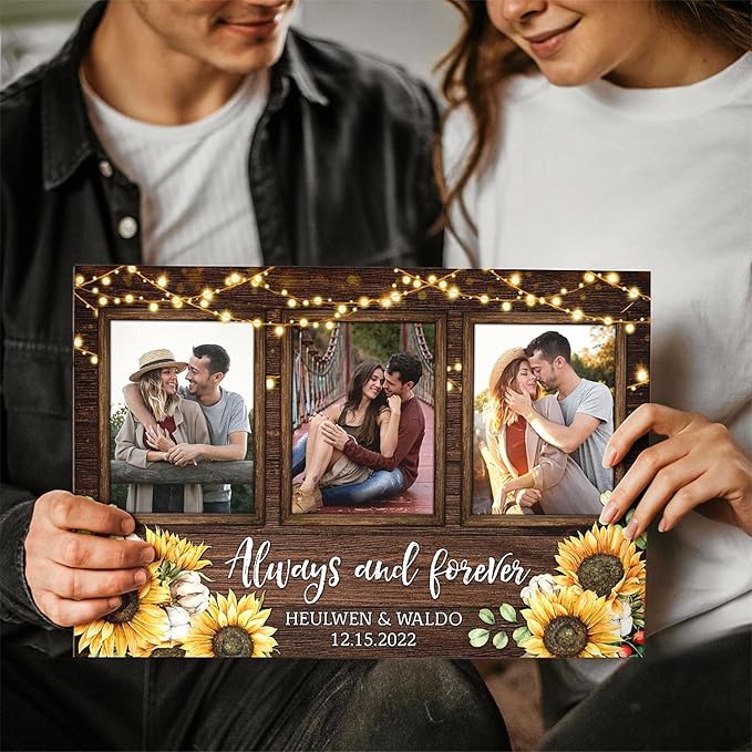 Dem Canvas Personalized Couple Canvas Prints, Custom Love Photo And Name, Always And Forever, Wedding Gifts For Couple Anniversary Engagement Gift For Couples