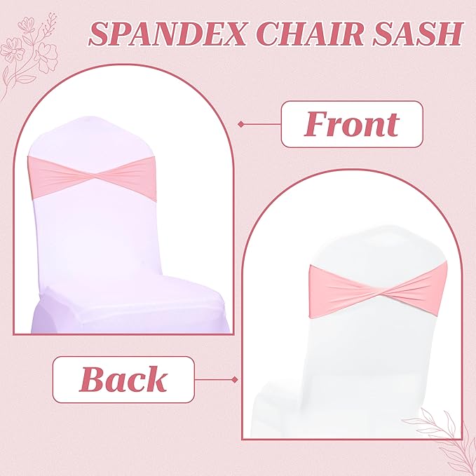 VDS Pack of 200 PCS | Dusty Rose | Spandex Chair Sashes Bows Without Buckle | Stretch Elastic Banquet Universal Folding Chair Band Tie with for Wedding Party Conference Celebration Event Decoration