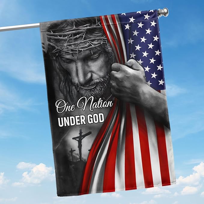 FLAGWIX Christian Patriot American Flags, One Nation Under God - 4th of July Decorations for Home, Outside, Indoor Outdoor Flag, House Flag 30x40 - Double Sided, Heavy Duty Canvas, Fade Resistant