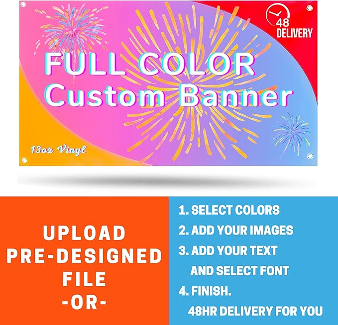 Custom 3'*20' Vinyl Banners and Signs, Large Personalized Backdrop for Business, Birthday, Parties, Back to School & Event Decoration, Indoor & Outdoor