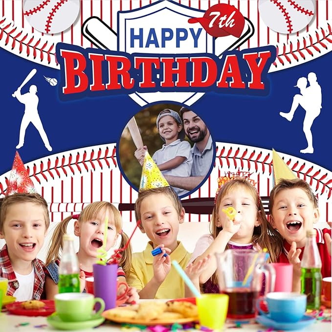 Custom Baseball Sports Happy Birthday Party Decorations Supplies Personalized Baseball Sports Birthday Backdrop Banner(6x9ft)