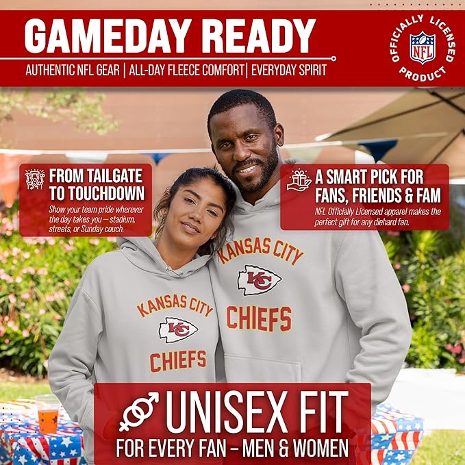 Team Fan Apparel NFL Adult Gameday Hooded Sweatshirt - Poly Fleece Cotton Blend - Stay Warm and Represent Your Team in Style