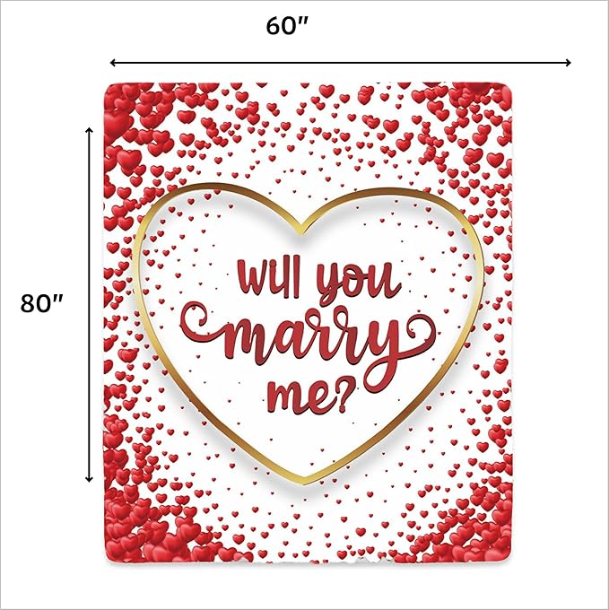 Proposal Blanket & 2,000 Artificial Rose Petals - 60 x 80” in - Wedding Proposal Kit - Will You Marry Me? Blanket For Engagement Decoration