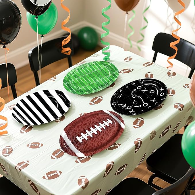 100Pcs Football Oval Paper Plates 10" x 12" Large Disposable Heavy Duty American Football Paper Platters Sports Theme Dessert Plates for Super Game Bowl Gameday Tailgate Party Supplies
