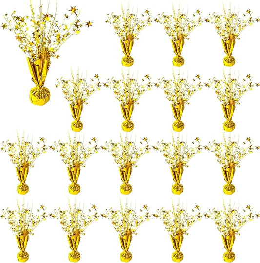 18 Pack Metallic Foil Spray Centerpiece Star Table Decoration Burst Glitter Tabletop Centerpieces for Birthday Christmas New Years Nye Wedding Graduation Holiday Party Supplies Decor, Gold