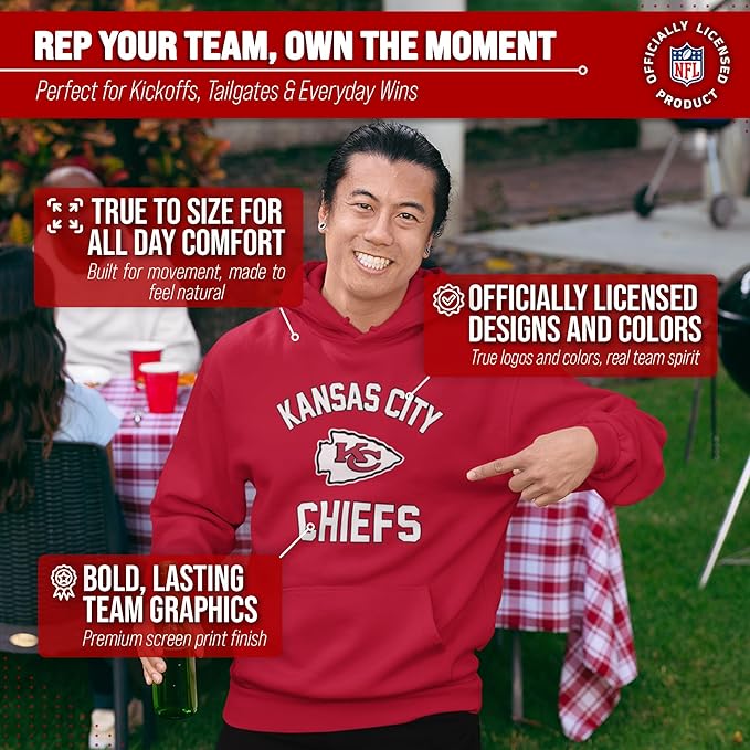 Team Fan Apparel NFL Adult Gameday Hooded Sweatshirt - Poly Fleece Cotton Blend - Stay Warm and Represent Your Team in Style