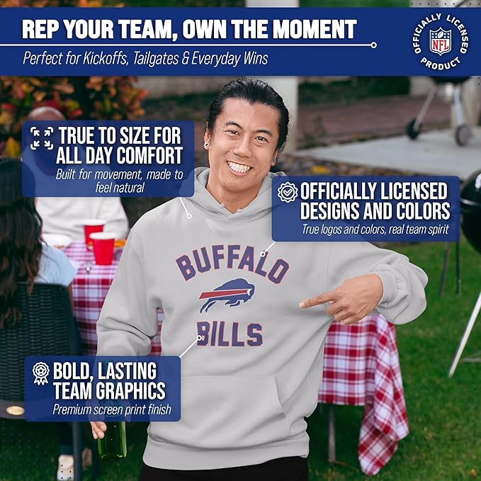 Team Fan Apparel NFL Adult Gameday Hooded Sweatshirt - Poly Fleece Cotton Blend - Stay Warm and Represent Your Team in Style