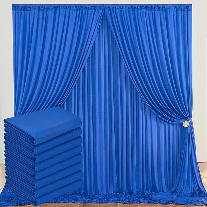 40ft x 10ft Wrinkle Free Royal Blue Backdrop Curtain for Party, Polyester Royal Blue Photo Backdrop Drapes 8 Panels 5x10ft for Birthday Photography Background Weddings Baby Shower Party