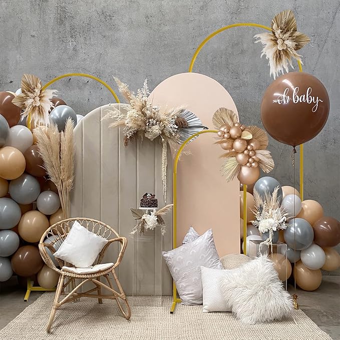 Metal Wedding Arch Backdrop Stand,3-Piece Gold Arch Backdrop Stand for Wedding Ceremony Bridal Party Birthday Party Balloon Arch Decoration(Gold)