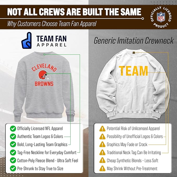 Team Fan Apparel NFL Adult Gameday Football Crewneck Sweatshirt - Cotton Blend - Stay warm, comfortable & stylish on game day