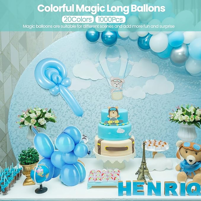 Lenwen 1000 Pcs Long Balloons Bulk 260 Latex Twisting Balloons Decoration for Birthday, Wedding, Festival, Clowns, Party Supplies(Multi Colors)