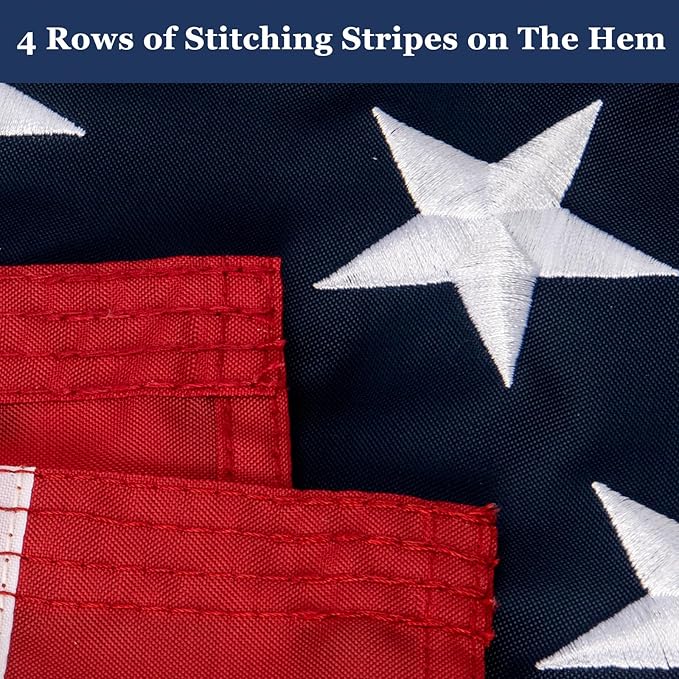 American Flags for Outside 8x12 Ft; American Flags 8x12 Outdoor Heavy Duty. Durable 250D Polyester US flags with Premium Embroidered Stars, Sewn Stripes, Brass Grommets, and Vibrant Colors.