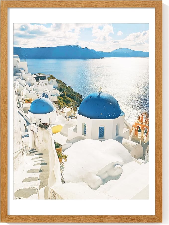 Axeman 17x22 Picture frame with mat for 12x18, Tempered Glass and Hanging Hardware Included Natural Teak Home Decor Art Hanging Frame, Natural Teak