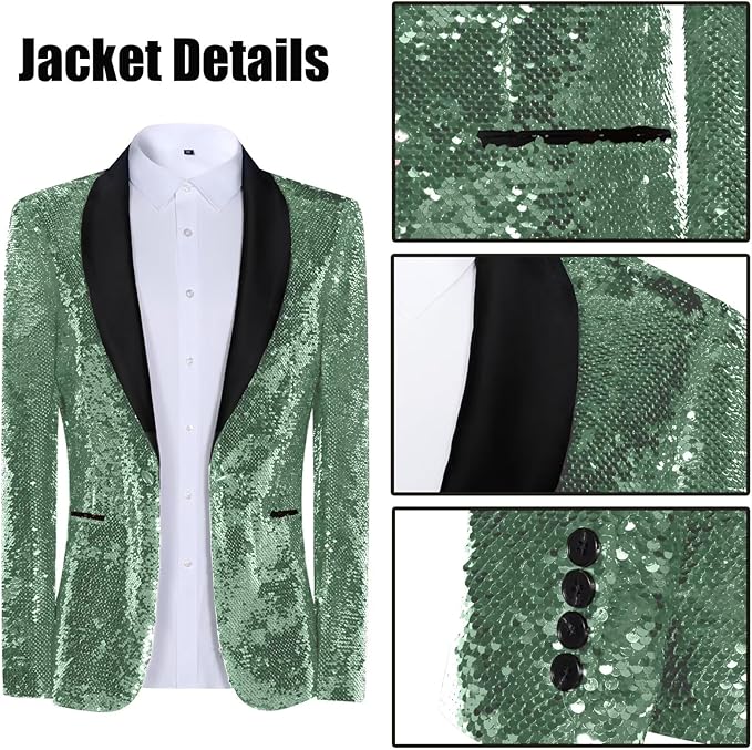 High-End Suits Sequins Men Tuxedo Sparkly Shawl Lapel Homecoming Suit Glitter 2 Pieces Party Prom Festival Blazer Pants