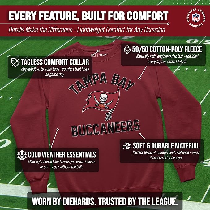 Team Fan Apparel NFL Adult Gameday Football Crewneck Sweatshirt - Cotton Blend - Stay warm, comfortable & stylish on game day