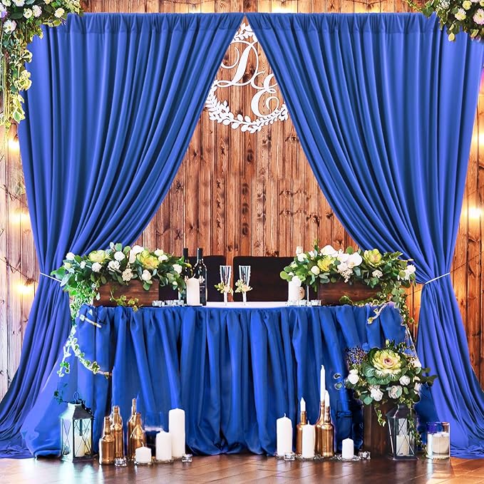 10ft x 10ft Wrinkle Free Royal Blue Backdrop Curtains for Party Stage Wedding Ceremony, Polyester Photography Backdrop Drapes Back Drop Cloth for Baby Shower,Rod Pocket Home Sliding Door Decoration