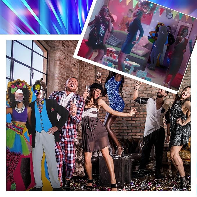 Amyhill 5 ft 80s Hip Hop Couple Cardboard Cutout Stand up Retro Faceless Life Size Photo Prop Vintage Dance Couple Backdrop for Dance Theme Jazz Night Party Decoration