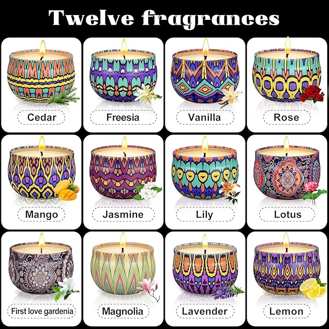 Scented Candles Gift Set,48 Pack Candles for Home Scented, 1200 Hour Long Lasting Soy Wax Aromatherapy Candle Set, Birthday Gifts for Women with Gift Box