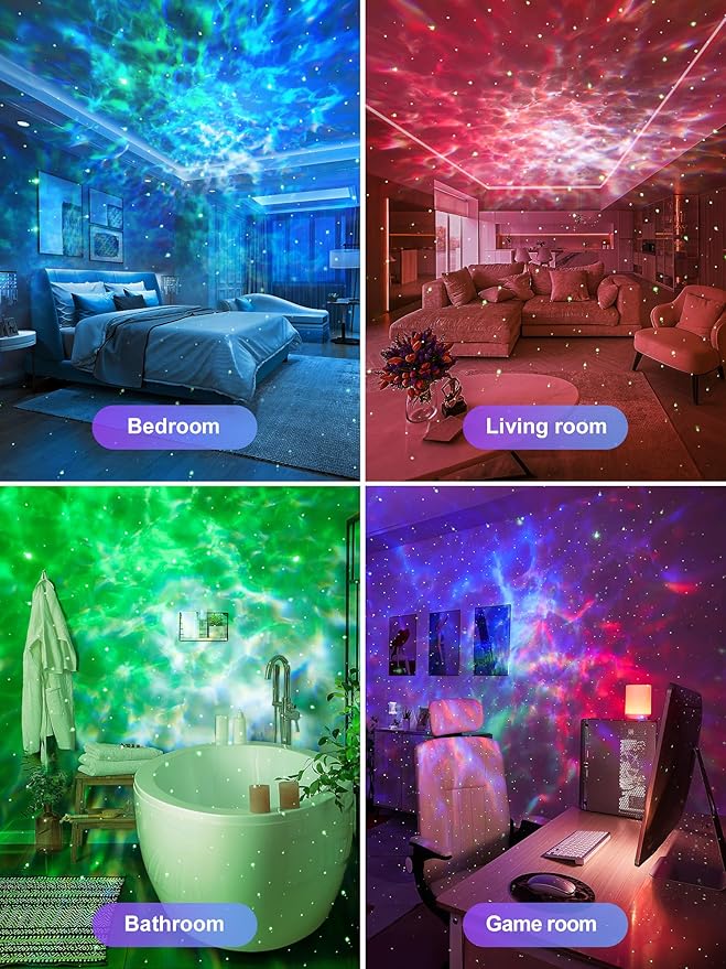 One Fire Galaxy Projector 360 Modes+15 White Noise+Bluetooth Star Projector Valentines Day Gifts Decorations Birthday Gifts Night Light Lava Lamp Teen Girl Gift for Teen Boy Gift Room Decor Led Lights