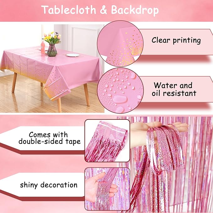 Baby Shower Decoration For Girl Pink Gold Balloons And It's A Girl Party Supplies Complete Set