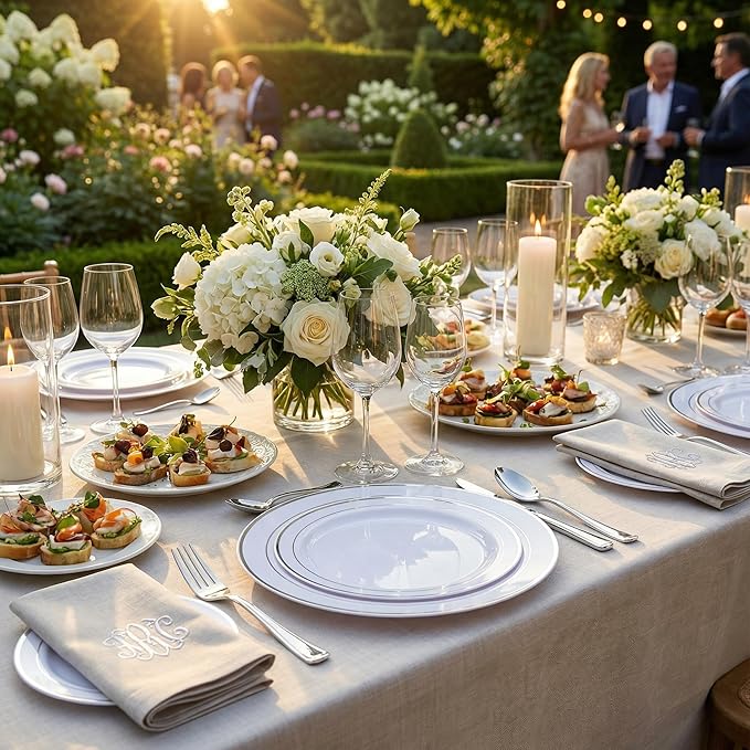 Supernal 800Pcs Silver Plastic Plates,Silver Plastic Dinnerware Set,Disposable Silvery Plates Include 100 Dinner Plate,100 Salad Plate,100 Spoons,200 Forks,100 Knives,100 Cups,100 Napkins for Party