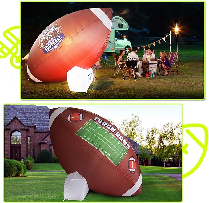 Icywye 10FT Large Football Party Decorations - Outdoor Football Inflatable Decor with Built-in LED Light - Indoor Football Themed Party Supplies Blow Up Decoration for Yard Birthday Holiday