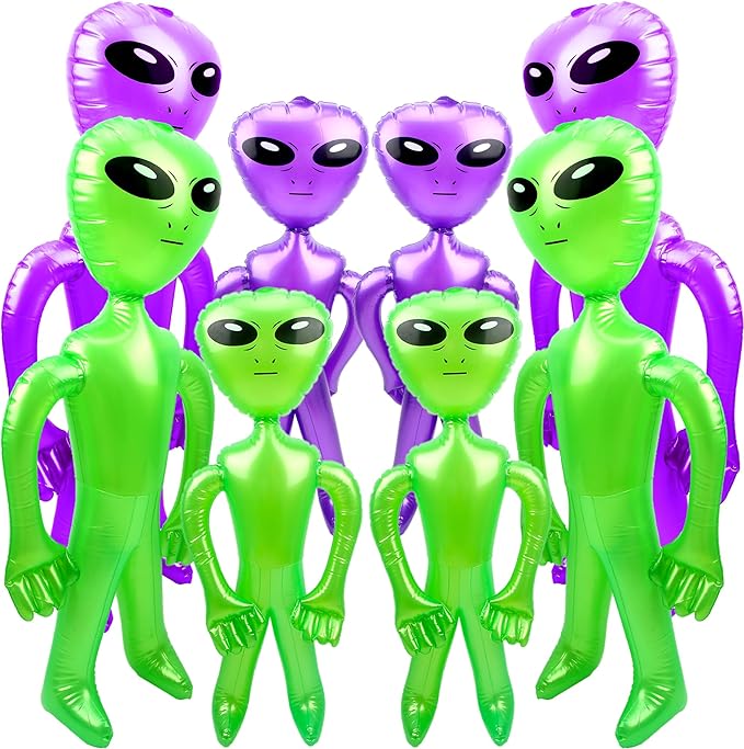 8 Pack Giant Blow Up Alien 67 Inch & 35 Inch Jumbo Inflate Toy for Birthday & Halloween Alien Theme Party - Color Set 1