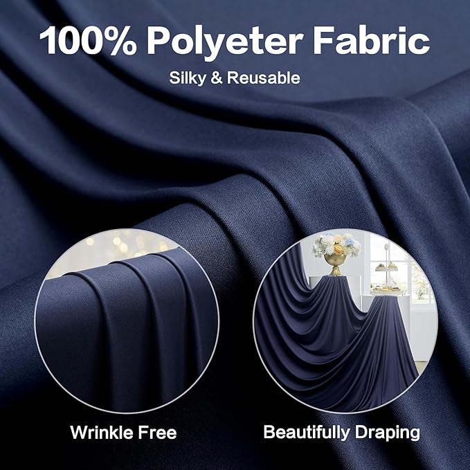 20ft x 15ft Navy Blue Wrinkle Free Backdrop Curtains for Parties,Silky Polyester Fabric Wedding Ceiling Drapes, 4 Panels 15ft Photo Back Drop Drapes for Baby Shower Photography Stage Background Cloth
