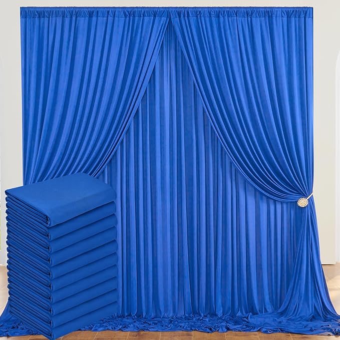 50ft x 10ft Wrinkle Free Royal Blue Backdrop Curtain for Party, Polyester Royal Blue Photo Backdrop Drapes 10 Panels 5x10ft for Birthday Photography Background Weddings Baby Shower Party
