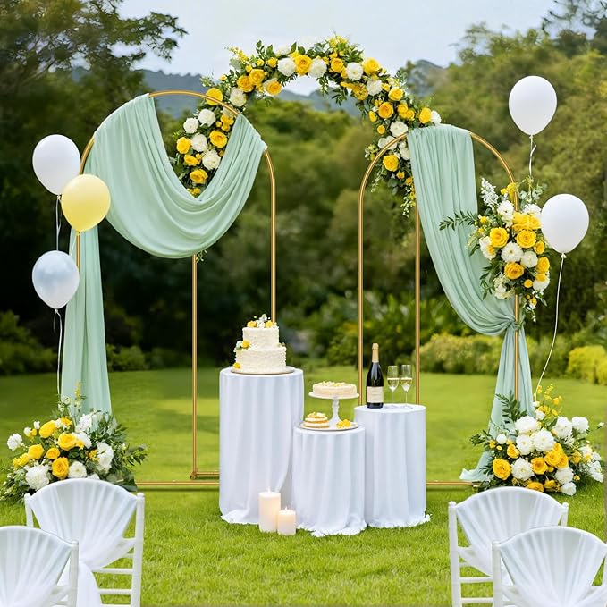 Babenest Gold Arch Backdrop Stand Set of 3, 6FT/6.6FT/7.2FT Metal Arch Weeding Round Tube Stand, Balloon Arch Frame for Ceremony Birthday Party Bridal Baby Shower Banquet Decoration