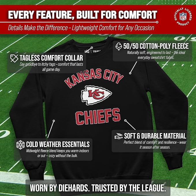 Team Fan Apparel NFL Adult Gameday Football Crewneck Sweatshirt - Cotton Blend - Stay warm, comfortable & stylish on game day