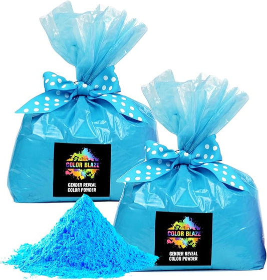 Color Blaze Baby Gender Reveal Color Powder - 10lbs of Blue Colored Powder - For Boy - Use in Color Blasters, Car Burnout, Exhaust, Toss, Photoshoot & Party - Pack of 2 Bags of 5lbs Each - Blue