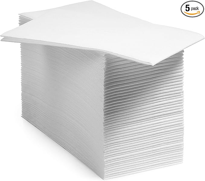 5000-Pack BloominGoods Disposable Bathroom Napkins | Linen-Feel Guest Towels | Cloth-Like Hand Tissue Paper, White, 12" x 17"