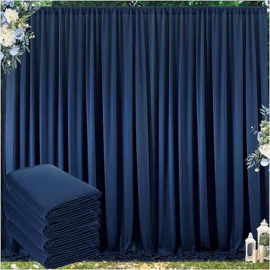 20 ft x 10 ft Wrinkle Free Navy Blue Backdrop Curtain for Parties,Polyester Photo Backdrop Drapes, Thick Background 4 Panels 5ft x 10ft for Baby Shower Wedding Birthday Party Backdrop Stand
