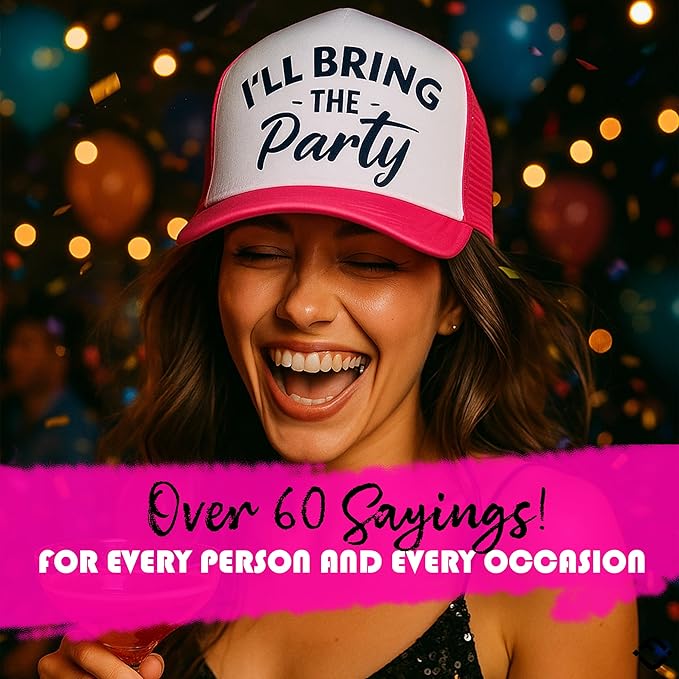 Funky Junque Women's Funny Trucker Hats: Adult Humor for Bachelorette & Girls Trips, Groups 3-25, Mesh Hat - I'll Bring The's