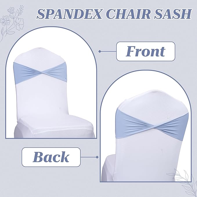 VDS Pack of 300 PCS | Baby Blue | Spandex Chair Sashes Bows Without Buckle | Stretch Elastic Banquet Universal Folding Chair Band Tie with for Wedding Party Conference Celebration Event Decoration