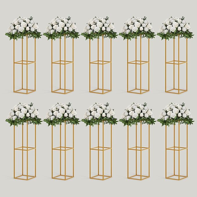TEKXYZ Flower Stand for Wedding, 10 Pcs 31.5 Inch Tall Flower Stand, Metal Centerpiece Stand, Gold Centerpieces For Wedding, Event Party Props, Patio Decor