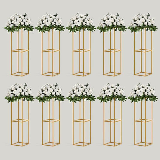 TEKXYZ Flower Stand for Wedding, 10 Pcs 31.5 Inch Tall Flower Stand, Metal Centerpiece Stand, Gold Centerpieces For Wedding, Event Party Props, Patio Decor