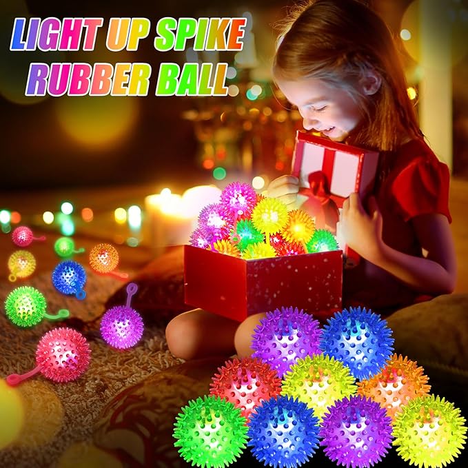 200PCS Light Up Ball, Bouncy Balls for Kids, 6 Colors LED Flashing Squeaky Ball, 2.2inch Sensory Fidget Toys, Glow in The Dark Party Supplies, Neon Party Favors, for Student Gifts School Rewards